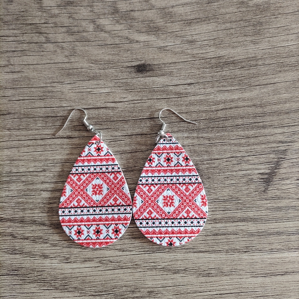 NWT Christmas Faux Leather Earrings